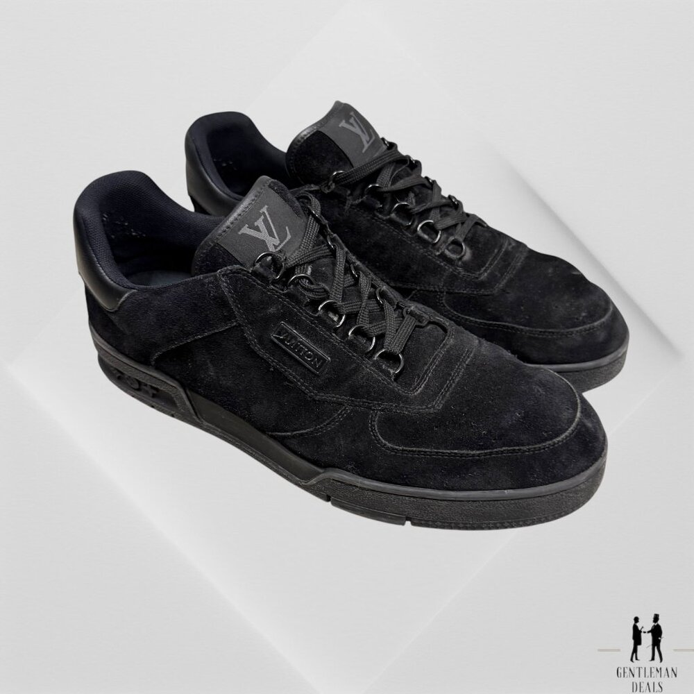 Louis Vuitton LV Trainer Sneakers  Black Suede Mens 9 LV 10.5 US Authentic